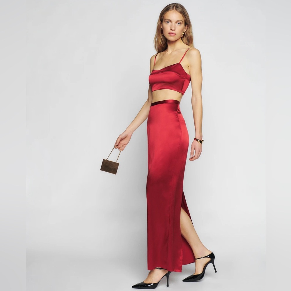 Reformation Isabella Silk Two Piece Sangre | US 8